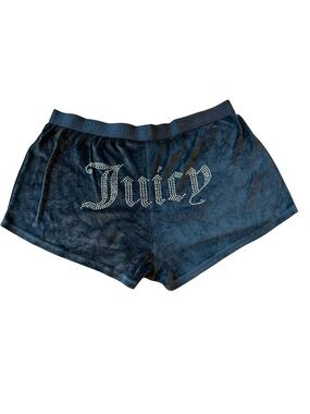 Juicy Couture Velour Sleep Shorts XL Black Rhinestone Logo Lounge Y2K